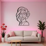 Geometric Face Muse Metal Wall Art | Minimalist Woman Line Art