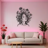 Wildflower Face Metal Wall Art | Minimalist Woman Line Art