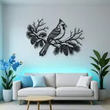 Cardinal Winter Branch Metal Wall Art | Wildlife Silhouette Decor
