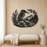Kingfisher River Metal Wall Art | Wildlife Silhouette Decor - lifestyle view 5