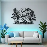 Crane Dance Metal Wall Art | Wildlife Silhouette Decor