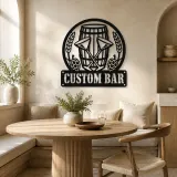 Personalized Home Bar Metal Wall Art with Beer Barrel - lifestyle view 3