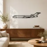 Silhouette de avión 727 en metal, decoración mural de aviación, decoración de piloto