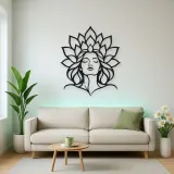 Lotus Face Muse Metal Wall Art | Minimalist Woman Line Art