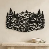 Winter Pine Forest Metal Wall Art | Nature Silhouette Decor - lifestyle view 3