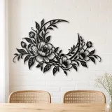 Floral Moon Arc Metal Wall Art | Botanical Metal Wall Decor - lifestyle view 4