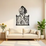 Balcony Embrace Metal Wall Art | Romantic Couple Decor
