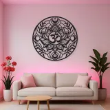 Om Lotus Circle Metal Wall Art | Botanical Metal Wall Decor