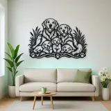 Golden Retriever Family Metal Wall Art | Pet Lover Silhouette Decor