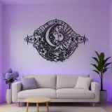 Celestial Crescent Face Metal Wall Art | Minimalist Woman Line Art