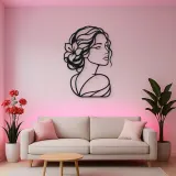 Calm Side Glance Metal Wall Art | Minimalist Woman Line Art