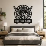 Personalized Number 54 Football Player Flame Metal Wall Art - lifestyle view 2