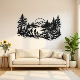 Woodland Family Walk Metal Wall Art | Family Silhouette Decor