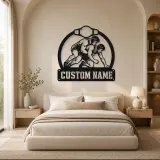 Personalized Wrestling Match Metal Wall Art with Belt Frame - lifestyle view 2