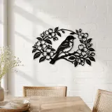 Bluebird Floral Arch Metal Wall Art | Wildlife Silhouette Decor - lifestyle view 4