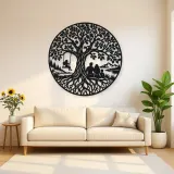 Tree with Family Metal Wall Art | Family Silhouette Decor