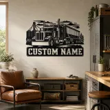 Personalized Grain Hopper Semi Truck Farm Metal Wall Art - lifestyle view 4
