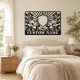 Personalized Magnolia Monogram Metal Wall Art - lifestyle view 2