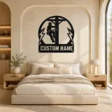 Personalized Electrical Lineman Metal Wall Art with Utility Pole - lifestyle view 2