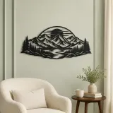 Mountain Sunset Arc Metal Wall Art | Nature Silhouette Decor - lifestyle view 2