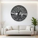 Tree and Ocean Circle Metal Wall Art | Coastal and Nautical Wall Decor