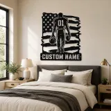 Personalized Number 01 Football Player Flag Metal Wall Art - lifestyle view 2