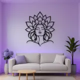 Lotus Face Muse Metal Wall Art | Minimalist Woman Line Art