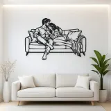 Cozy Sofa Couple Metal Wall Art | Romantic Couple Decor