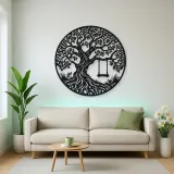 Tree with Swing Metal Wall Art | Botanical Metal Wall Decor