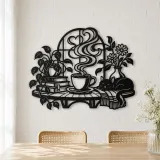 Coffee Cup Steam Flow Metal Wall Art | Cozy Home Metal Decor - lifestyle view 4