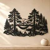 Hammock between Pines Metal Wall Art | Cozy Home Metal Decor - lifestyle view 3