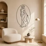 Woman in Oval Frame Metal Wall Art | Feminine Figure Wall Decor - lifestyle view 5