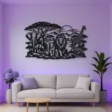 Safari Animal Horizon Metal Wall Art | Wildlife Silhouette Decor