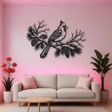 Cardinal Winter Branch Metal Wall Art | Wildlife Silhouette Decor