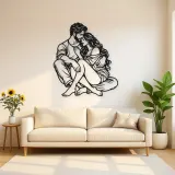 Seated Cuddle Metal Wall Art | Romantic Couple Decor