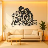 Family with Cat Metal Wall Art | Pet Lover Silhouette Decor