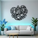Cat Paw Heart Metal Wall Art | Pet Lover Silhouette Decor