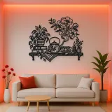 Teapot Floral Steam Metal Wall Art | Botanical Metal Wall Decor