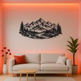 Cabin below the Peaks Metal Wall Art | Nature Silhouette Decor