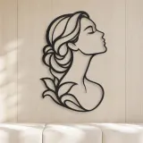 Minimal Beauty Profile Metal Wall Art | Minimalist Woman Line Art - lifestyle view 5