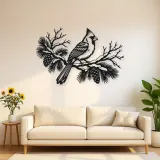 Cardinal Winter Branch Metal Wall Art | Wildlife Silhouette Decor