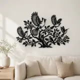 Cartel de metal "Aves alzándose del árbol" | Decoración de silueta de vida salvaje