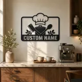 Personalized Chef Kitchen Metal Wall Art with Cooking Tools - lifestyle view 4
