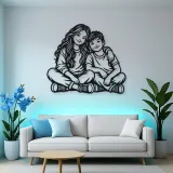 Siblings Side by Side Metal Wall Art | Family Silhouette Decor