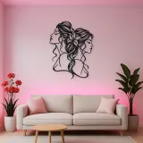 Two Faces One Line Metal Wall Art | Romantic Couple Decor