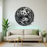 Panda Bamboo Metal Wall Art | Wildlife Silhouette Decor