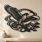Falcon Wind Curve Metal Wall Art | Wildlife Silhouette Decor - lifestyle view 3