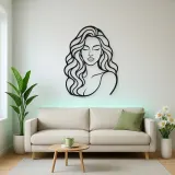 Wavy Hair Beauty Metal Wall Art | Minimalist Woman Line Art