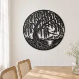 Willow Tree Moon Metal Wall Art | Botanical Metal Wall Decor - lifestyle view 4