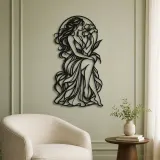 Muse with Flower Metal Wall Art | Minimalist Woman Line Art - lifestyle view 2